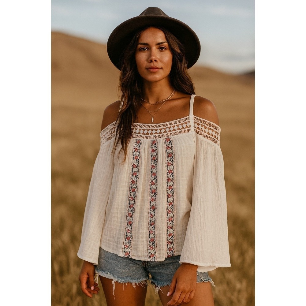 Blouse Top Gauzy Boho - Picture 10 of 10